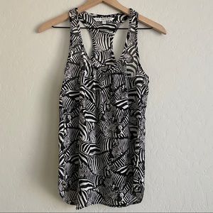 Trina Turk Black and White Zebra Sheer Tank Top
